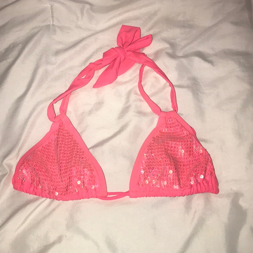 Pink Sequin bikini top